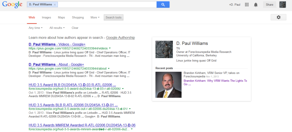 Recent Google Front Page Search