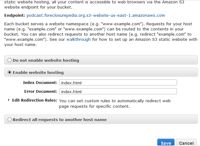 CNAME/DNS Amazon S3 Bucket URL Forwarding