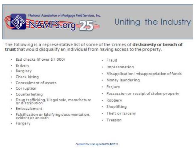 NAMFS Protocols 2013