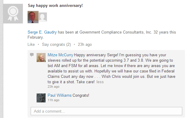 Message Posted On LinkedIn Indicating Federal Appeal