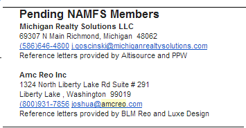 NAMFS Failing To Perform Due Diligence