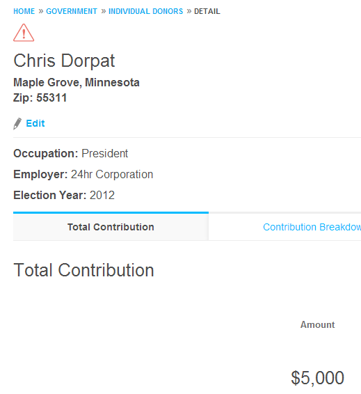Dorpat Donation to Kurt Bills For US Senate in OH