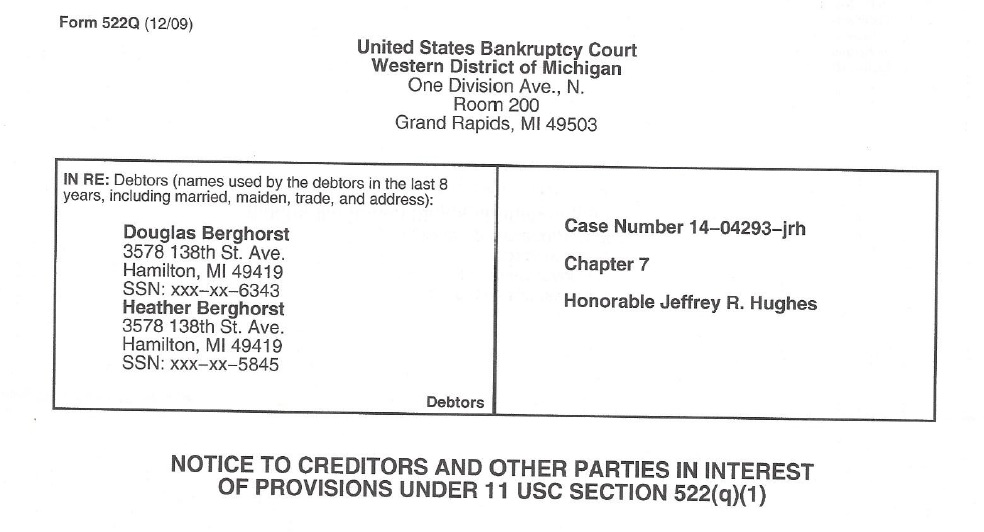 Berghorst Bankruptcy