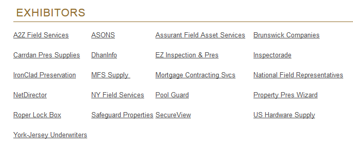 The pithy list of non important exhibitors from whom no one will benefit