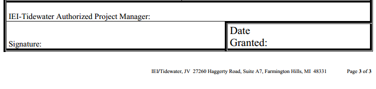 The IEI - Tidewater JV BLB Resources Utility Activation Form