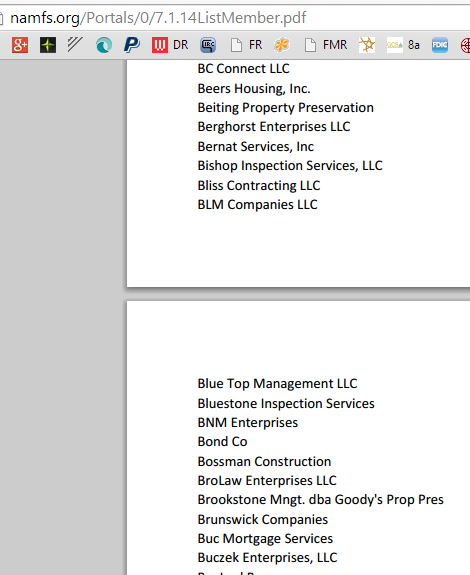 NAMFS List