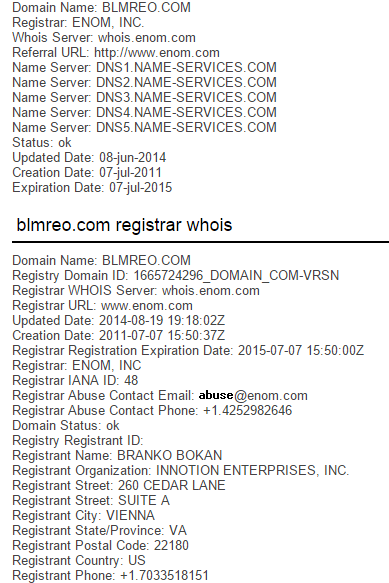 WHOIS Information is always something amateurs forget to change.
