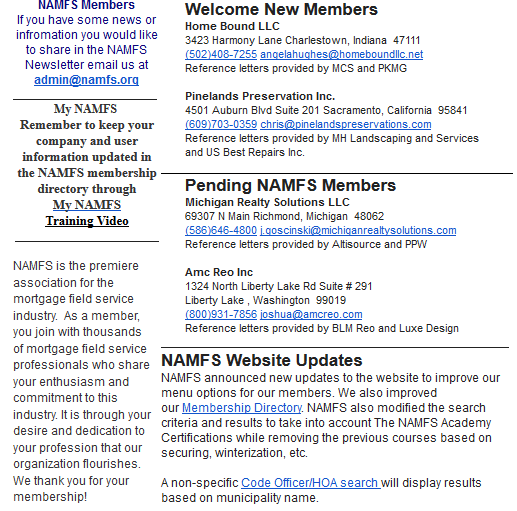 NAMFS Pending Members