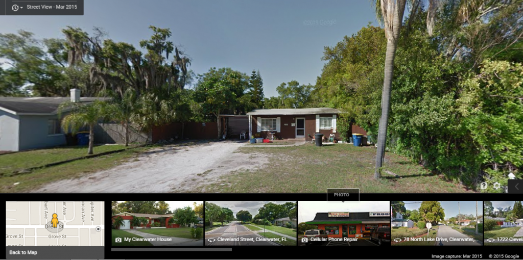 Photo of 1632 Drew ST Clearwater, FL, dated March, 2015. --- Credit: Google Earth