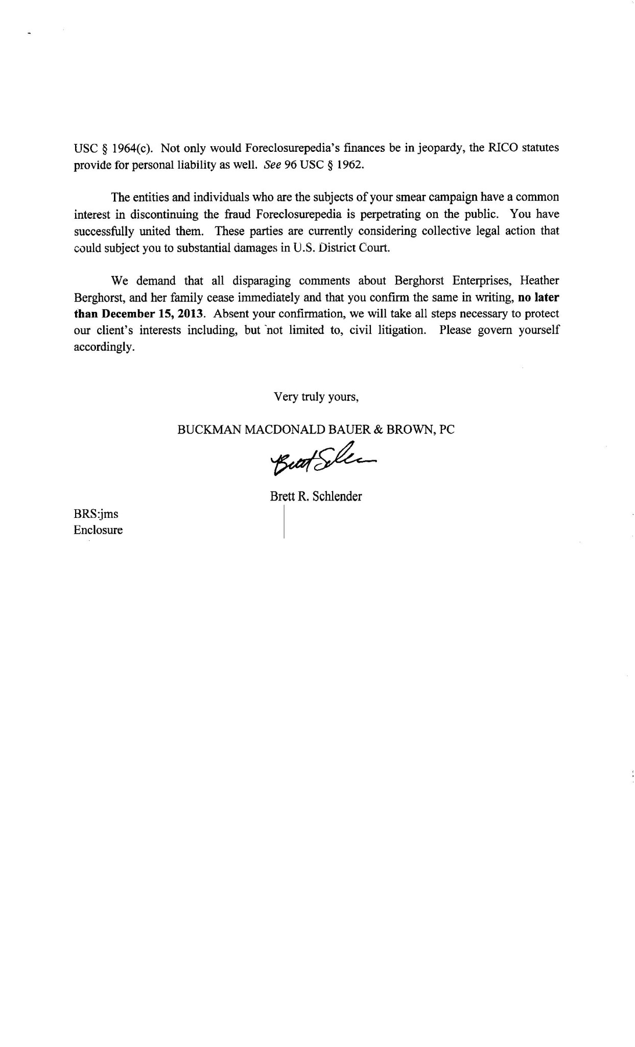 Letter From Brett R Schlender Page 02 of 02