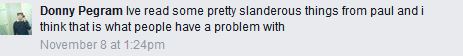 Donny "Bitch Boi" Pegram's Whine On Facebook